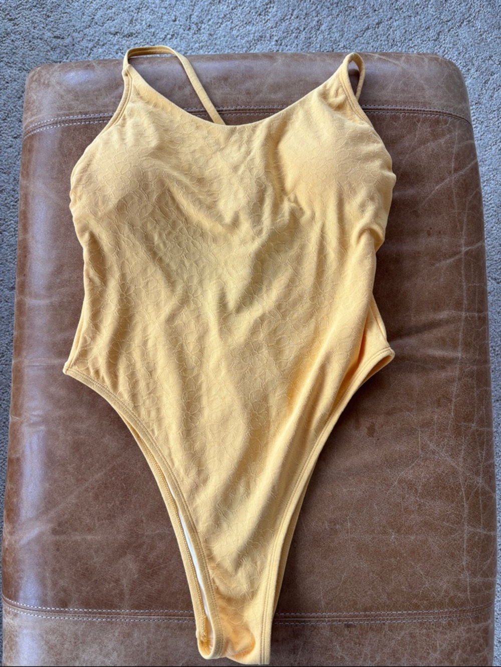 Cupshe Mustard Yellow Textured One-Piece Swimsuit